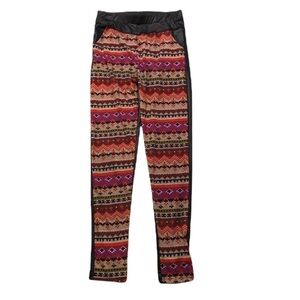 D&T Leggings Faux Leather Multicolor Geometric